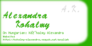 alexandra kohalmy business card